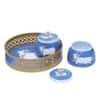 Cow Round Basket With Jar Set Of 3 In Gold Colour
