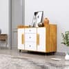 Hexa Red Multipurpose Storage Cabinet With 3 Drawer 2 Door in Giant Wood And Frosty White Colour