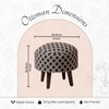 Quad Jacquard Wooden Ottoman in Black Color Set of 2