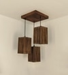 Elegant Brown Solid Wood Cluster Hanging Light