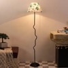 India Multicolour Fabric Floor Lamp with Black Iron Base