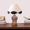 Devansh Multi  Vintage  Cotton Pleated Shade Lamp With Wood & Mosaic Glass Base For Decoration/Office/Home/Gifting/Study For Decoration/Office/Home/Gifting/Study