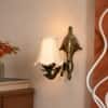 Devansh Metal Electric Wall Light in Gold Colour with Orange Shade Count of 1 Light