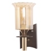 Eliante Wooden Wall Lights Mild Steel, Wood & Glass Material Brown, Gold & Champaign Finish