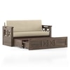 Bram 3 Seater Pull Out Sofa Cum Bed in Danish Walnut Finish with Macadamia Brown Colour