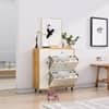 Hexa Red Engineered Wood Shoe Rack in Giant Wood and Frosty White Colour
