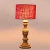 Devansh Maroon Jute Table Lamp With G Wood Natural Base -(7X17.5 Inches)-12