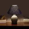 Devansh Conical Blue Jute Shade Lamp With Wood & Mosaic Glass Base For Decoration/Office/Home/Gifting/Study For Decoration/Office/Home/Gifting/Study -(10X10X14.5) Inches -A