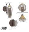 Kania Single Light Wall Fitting In Brass, Wood Finish Metal With Smoke Glass