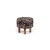 Collio Solid Wood Ottoman Pouffee in Black Leaves Jackard fabric