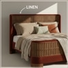 Heritage Cane Upholstered King Size Bed in Linen With Oak wood Frame
