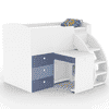 Fun House Loft Bed Ith Integrated Pull Out Desk  White And Blue In White and Blue Colour