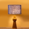 Devansh Blue Jute Table Lamp With Wood Natural Base (7X18.25 Inches)-13