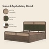 Hanoi Solid Wood Cane King Size Bed With Hydraulic Storage (Danish Walnut Finish, Olive Colour)