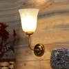 Devansh Metal Electric Wall Light in gold Colour with White Shade Count of 1 Light
