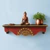 Multishade Colour Solid Wood Handcarved Pinaka Floating Wall Shelf with distres finish by DisooFashions