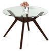 Wesley Glass 4 Seater Dining Table In Dark Walnut Finish