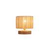George Beige Bamboo Shade Table Lamp with Natural Wooden Base