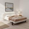 Aeris Cloudline Queen Size Bed in Boucle With Oak wood Frame