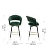 Doe Buck Mixoy Velvet Bar Stool in Emerald Green Colour with Gold Accents