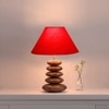 Devansh Red Cotton Table Lamp With Wood  Pebble Lamp  (10X10X15) Inches