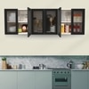 Aluminium Black Profile 6 Fluted Glass Handless Shutters Wall Cabinet In Highland Pine Finish