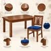 Globally Indian Mayura Solid Sheesham Wood 4 Seater Dining Table Set 4 Chairs Navy Blue