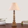 Devansh Off-White Cotton Vintage Cross Pleated   Lamp With Wood Base (12X12X22.75)