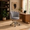 Doe Buck Preglo Grey Velvet Upholstered Swivel Office Chair