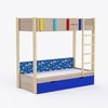 Pine Tree Single Size Bunk Bed In Oak and Blue Colour