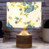 Ayla Multicolor cotton table lamp with Natural Wood Base