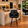 Doe Buck Luxury Faux Leather Counter Height Bar Stool in Black Colour