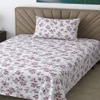 Yuri White Floral 290 TC Cotton Flat Single Size Bedsheet with 1 Pillow Cover – Threads