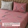 Pink Shade Geometric 400 TC Cotton Flat Super King Size Bedsheet With 2 Pilllow Covers