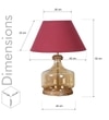 Alexandro Amber Lustere Glass And Wood Table Lamp With Maroon Cotton Shade