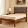 Buttoned Solid Wood Non Storage Single Bed in Provincial Teak Finish