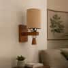 Devansh Metal Electric Wall Light in Black Colour with off-white Shade Count of 1 Light
