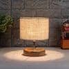Kaeya White Natural Fiber Shade Table Lamp with Natural Wooden Base