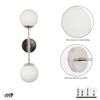 Balts Twin Wall Light In Chrome Finish With Opal Glass Globe Shades