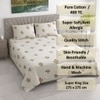 Zoya White Floral 400 TC Cotton Flat Super King Size Bedsheet with 2 Pillow Covers – Threads