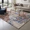 Ivory Blue Brown Abstract Wool Silk Hand Tufted Area Rug for Living Room Bedroom 5x8