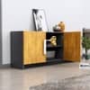 Hexa Red Multipurpose Storage Cabinet With 3 Door in Slate Grey And Giant Wood Colour