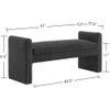 Wooden Twist Soft Hropzy Boucle Upholstered Armrest Ottoman Bench in Dark Grey Colour