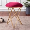 Lush Velvet Cross Metallic Stool in Maroon Color Set of 2