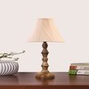 Devansh Off-White Cotton Vintage Cross Pleated   Lamp With Wood Base  (12X12X17)