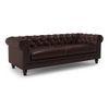 Winchester 3 Seater Half Leather Sofa in Chocolate Colour