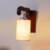 Devansh Solid Wood Electric Wall Light in Brown Colour with White Shade Count of 1 Light