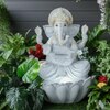 Grey Fiber Glass Lotus Ganesha Indoor Water Fountain