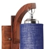 Devansh Solid Wood Electric Wall Light in Brown Colour with Blue Shade Count of 1 Light