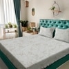 Beige Floral 180 TC Fitted 1 King  Bedsheet with 2 Pillow Covers
